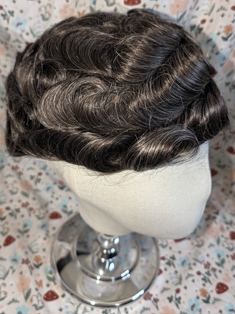 Men's Hair Piece Toupee Gray Brown Real Human Hair 8x10